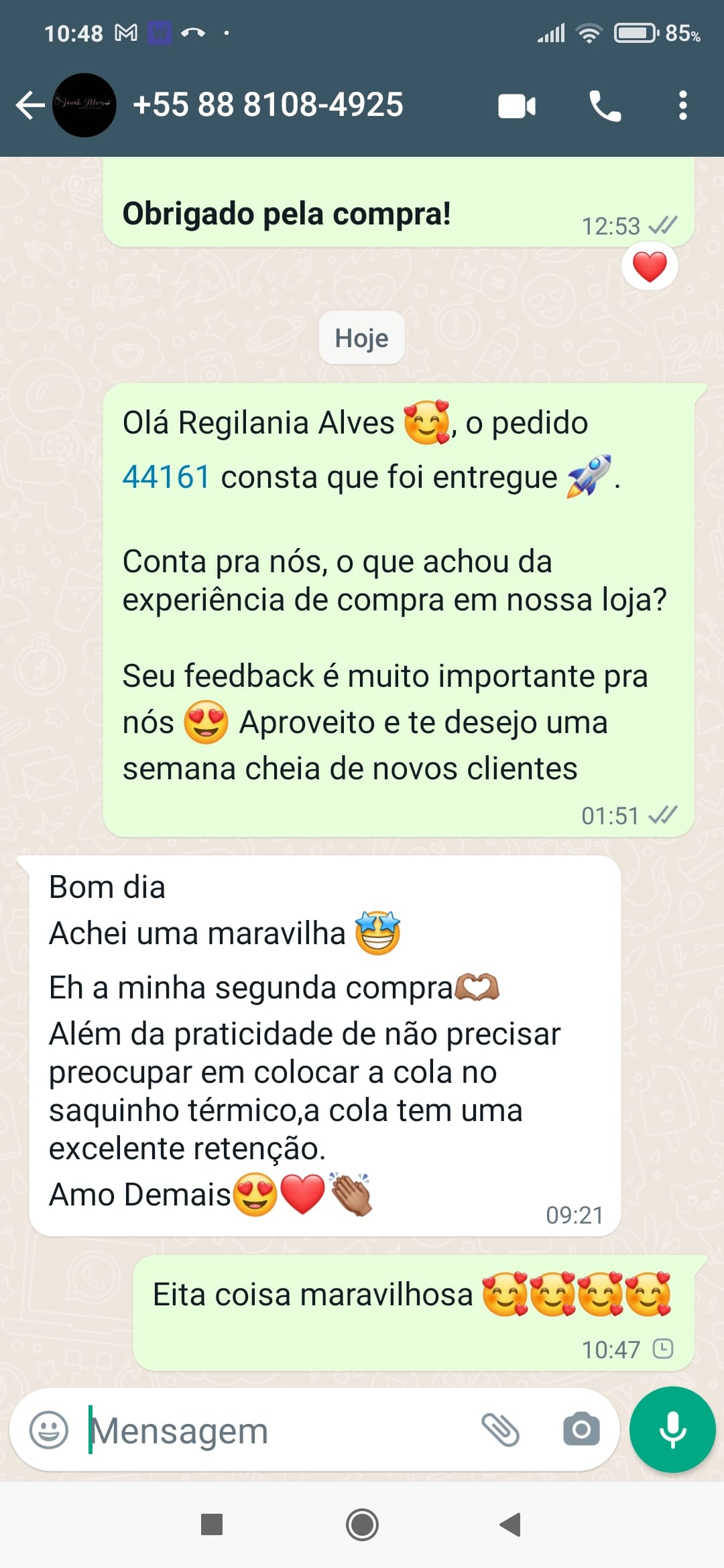 DEPOIMENTO ADESIVO - EXCELENTE RETENCAO